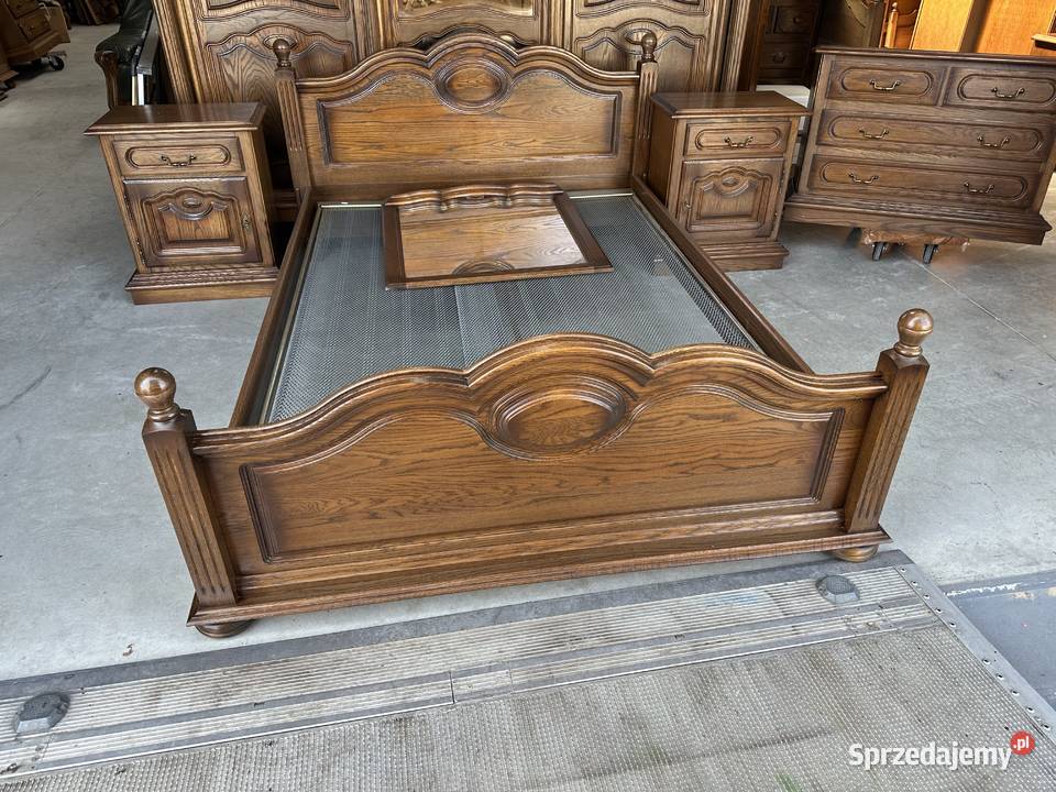 Ładna dębowa sypialnia łóżko 140 szafki komoda Meble do sypialni