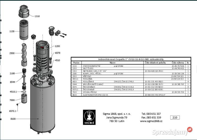 Pompa głębinowa SIGMA 1 EVGU 168GU080 11kW400V Pozostałe