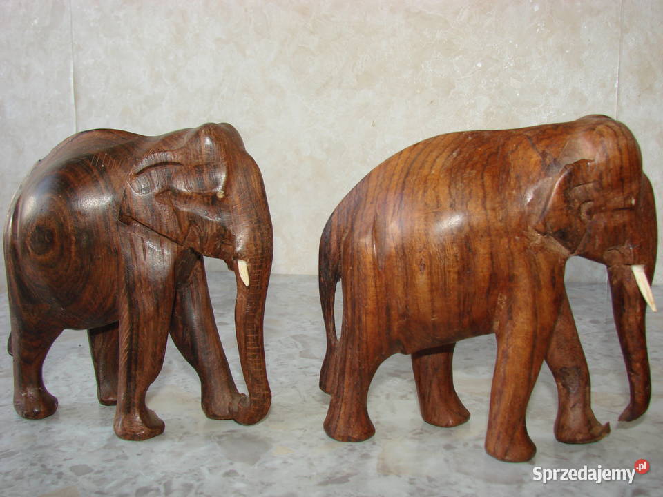 stado słoni indyjskie drewniane figury Pruszcz Gdański