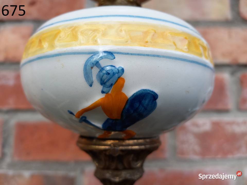 Lampka nocna stołowa mosiężna z ceramiką szklana zachodniopomorskie