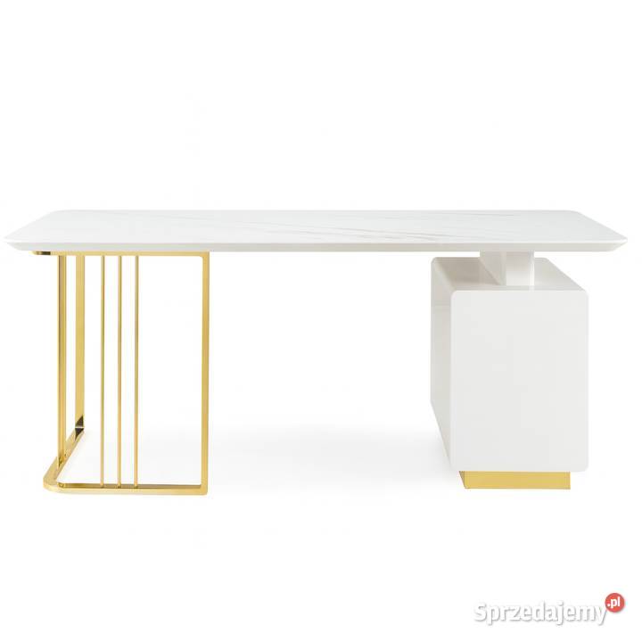 Zestaw mebli biurowych Avenis biało złote biurko Golkowice