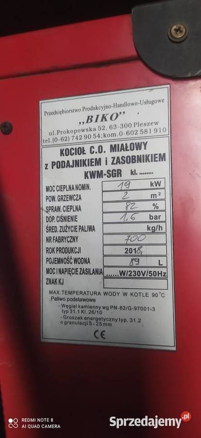 Piec na ekogroszek biko 19KW z podajnikiem Kotły i Piece CO Nysa