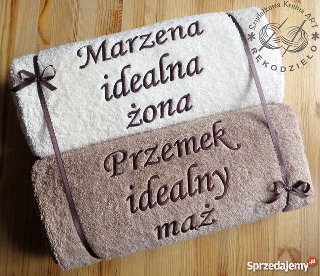 DUŻY ręcznik z HAFTEM prezent na ŚLUB ROCZNICĘ kujawsko-pomorskie Toruń