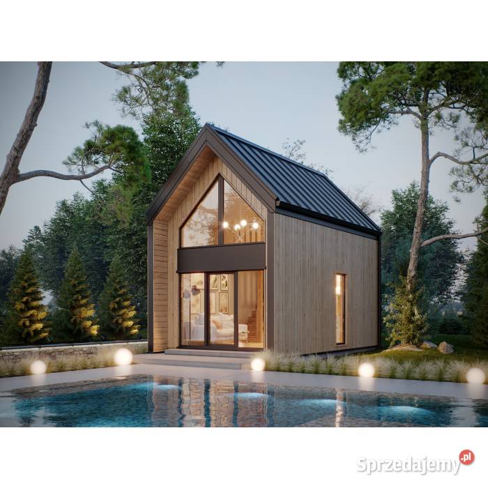 Drewniany domek szkieletowy z antresolą 25 m2 Domki drewniane warmińsko-mazurskie Mrągowo