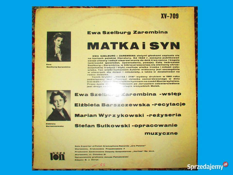 Matka i Syn Ewa Szelburg Zarembina płyta Łódź