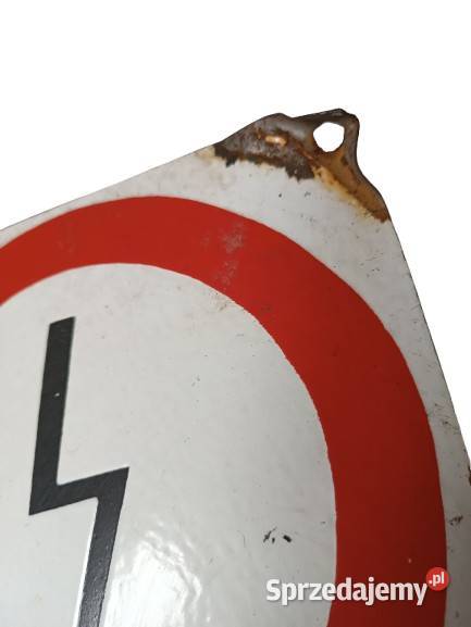 Stara Emaliowana Tłoczona Tabliczka Ostrzegawcza Rzeszów
