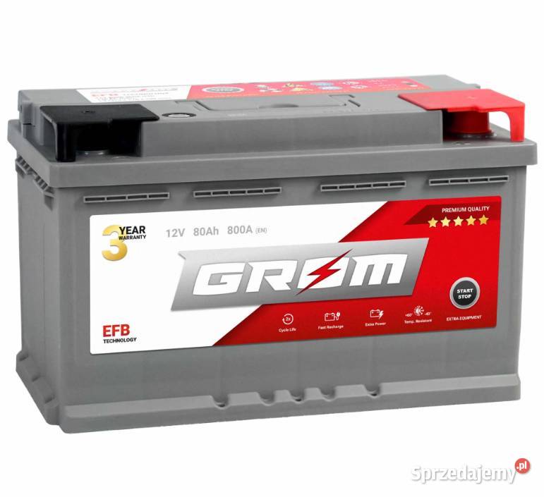 Akumulator GROM EFB STARTSTOP 80Ah 800A Prawy osobowe Starogard Gdański
