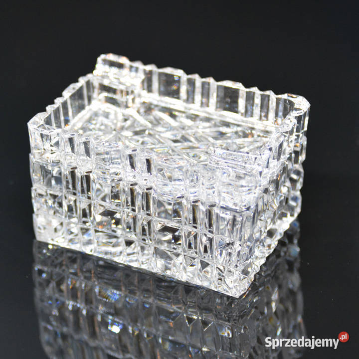Kryształowa popielnica z papierośnicą Huta Szkła przezroczysty Warszawa