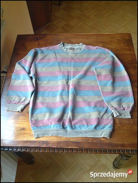 Bluza męska ciepła w paski L Wzrost 173 bawełna