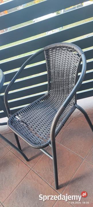 Komplet ogrodowy 2 krzesła stolik szklany ratan Siewierz