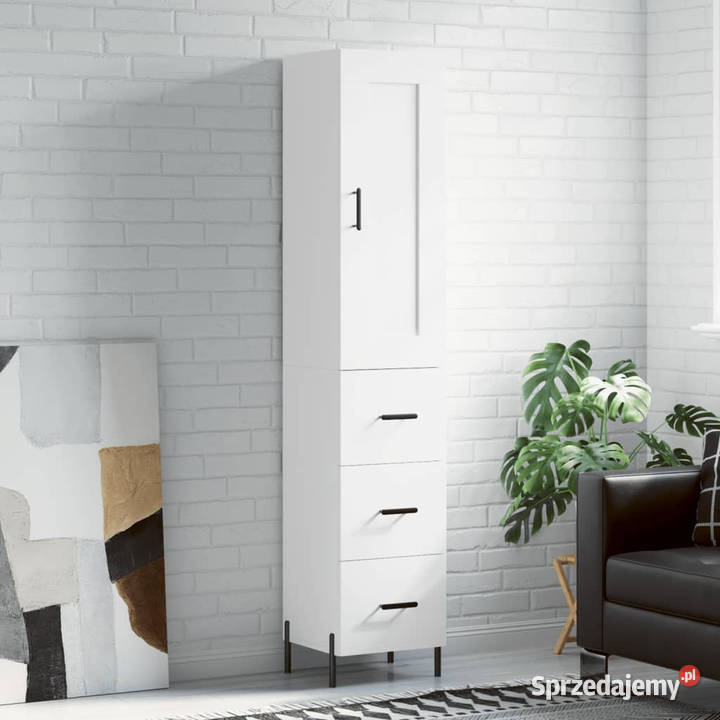 Wysoka szafka biała 345x34x180 materiał Warszawa