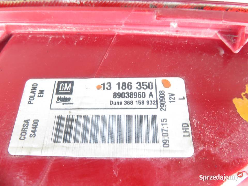 LAMPA LEWA TYLNA OPEL CORSA D Van 13186350