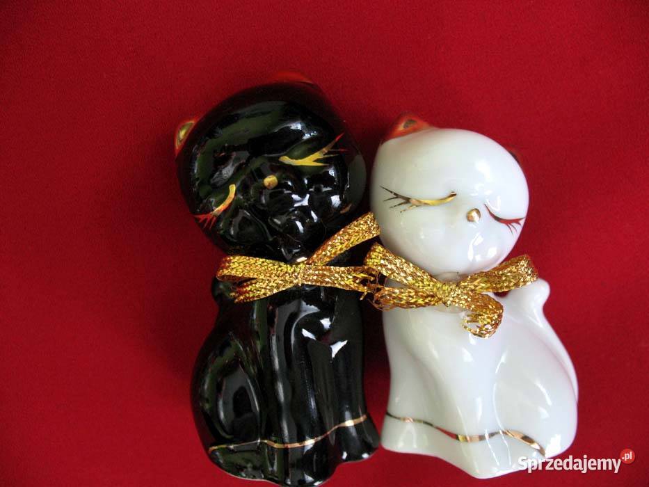 Kot kotek biały z kokardą porcelana 6 x 35 x 3 mazowieckie Siedlce
