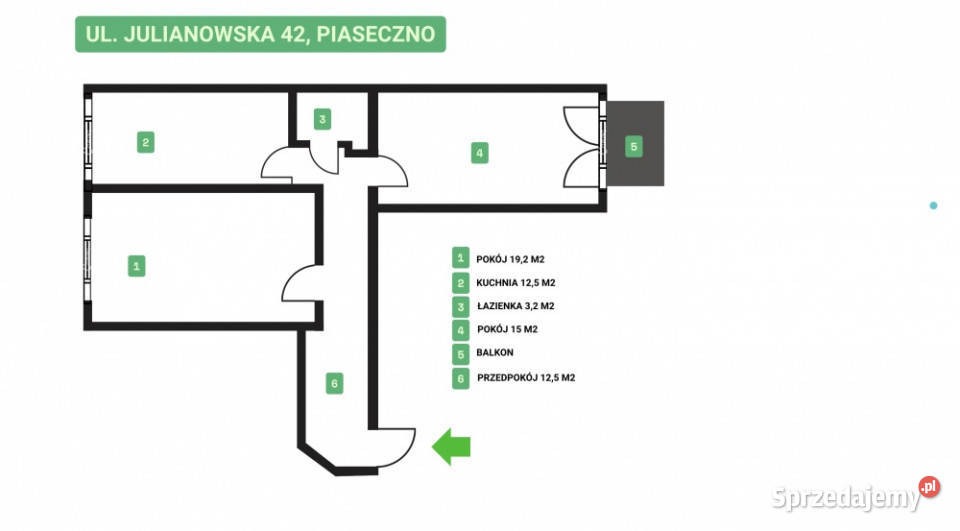 OKAZJA 3 pok Julianowska 42 w Piasecznie 635 m2 balkon