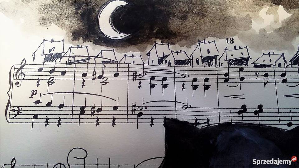 KOCIA ZADUMA akwarela artystki Adriany Laube Katowice