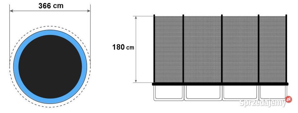 Siatka zewnętrzna do trampoliny 12 ft 8 słupków Smogorzów sprzedam