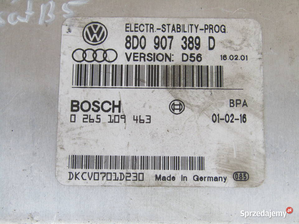 MODUŁ ZAWIESZENIA ESP AUDI A4 B5 8D0907389D Mysłaków
