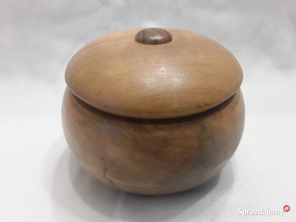 FIGURKA PUZDERKO POJEMNIK DREWNO RZEŻBA CRETE lubelskie Zamość