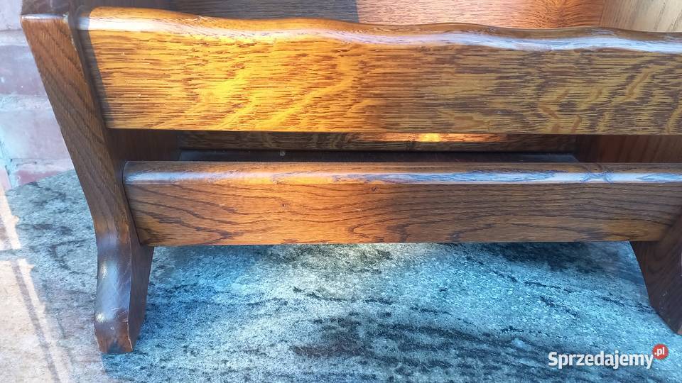 Gazetnik dębowy drewniany Stolik stojak na Gawroniec