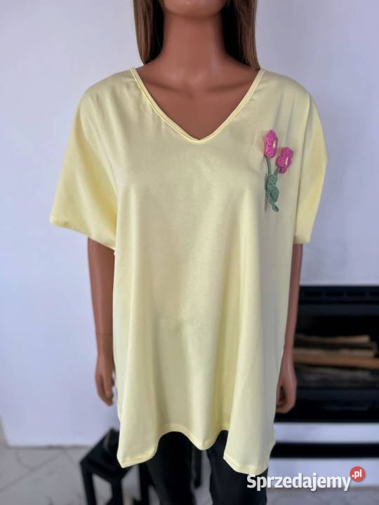 Bluzka cytrynowa oversize bawełniana luźna Augustówka