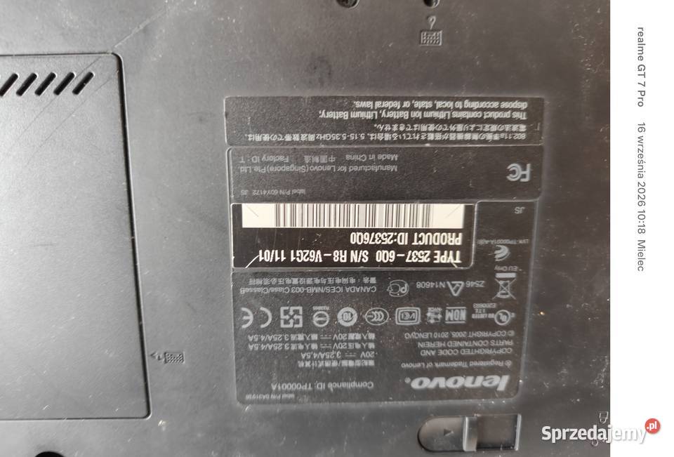 Lenovo ThinkPad T410 USZKODZONY NA CZĘŚCI brak Intel Core i5 Mielec