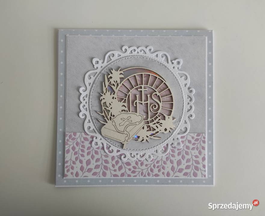 Kartka ręcznie robiona na Komunię Świętą Biblia Łódź