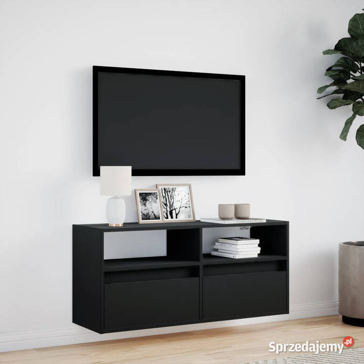 Ścienna szafka TV z LED czarna 100x31x45 Warszawa