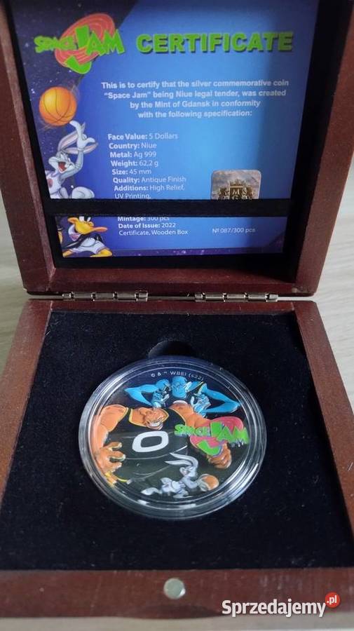 Moneta 5 2023 Space Jam 2 oz Ag 999 sprzedam