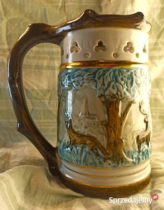 KUFEL MYŚLIWSKI porcelanowy ROYAL DUX sygnowany Bytom