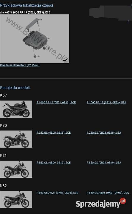 Bmw S1000R RR uchwyt regulatora alternatora