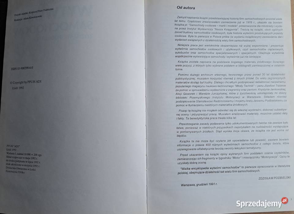 Encyklopedia wytwórni samochodów zpodbielski AD Poradniki, albumy i reportaże