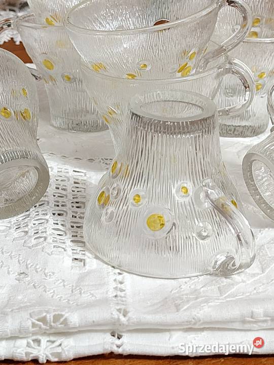 Filiżanki szklaneczki szkło PRL Legnica