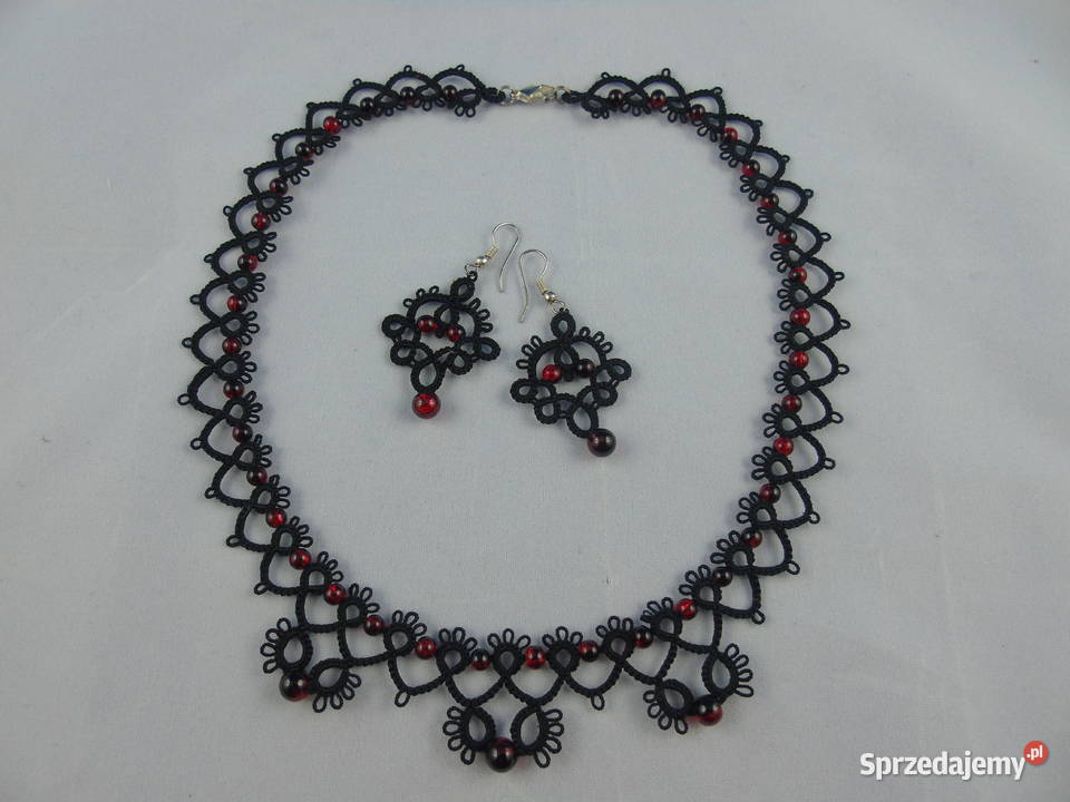 Biżuteria frywolitkowa Wiśniowa