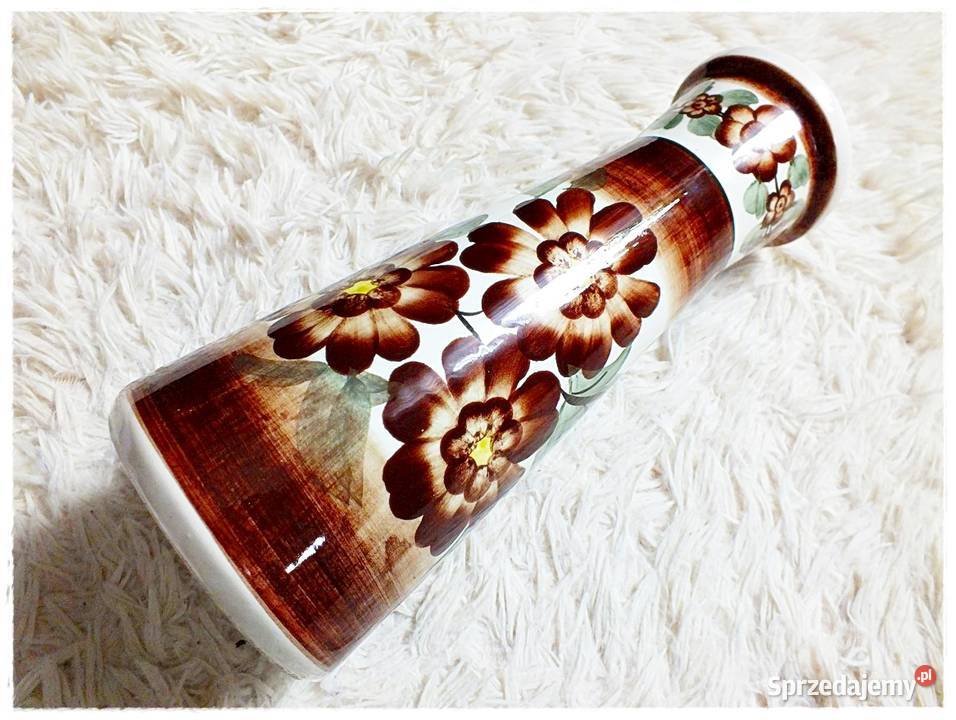 Ręcznie malowany fajansowy wazon Koło lata 6070 Porcelana i szkło Żary