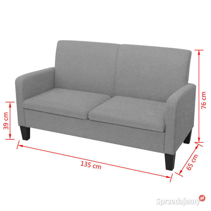 Kanapa 2osobowa jasnoszara 135 x 65 x 76 Warszawa