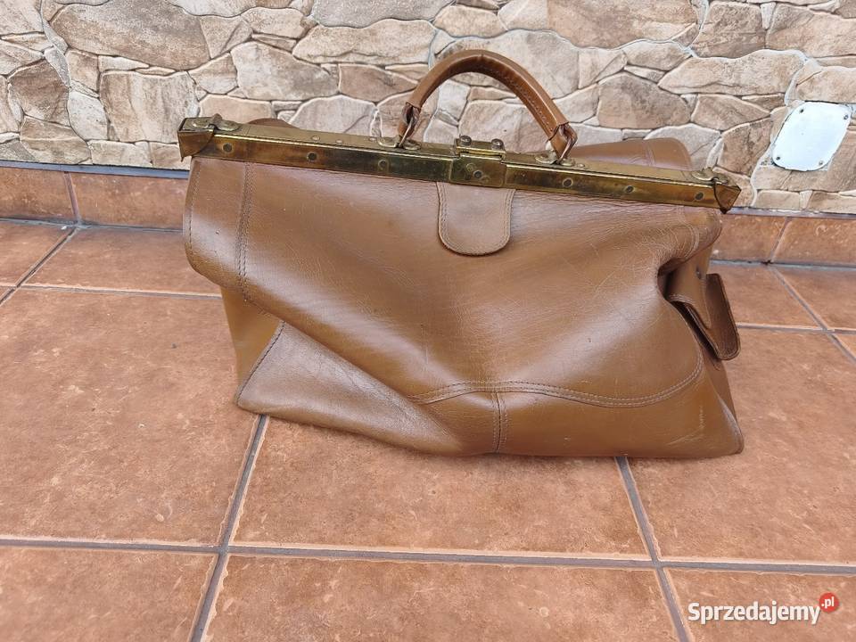 Torba podróżna skórzana VINTAGE Retro PRL Szczyrk