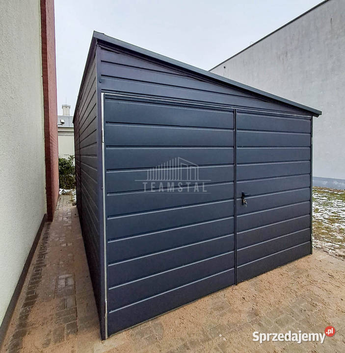 Garaż blaszany 3x6m brama dwuskrzydłowa 2x okno