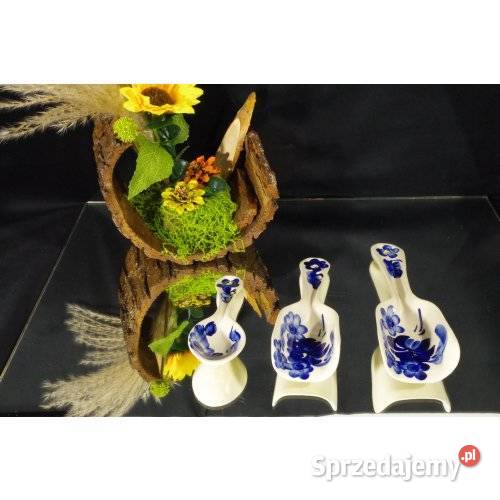 Ceramiczne łyżki ozdobne kobaltowe kwiaty 3