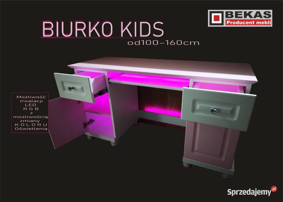 Wytworne Biurko KIDS Dziewczynki Białe Różowe śląskie