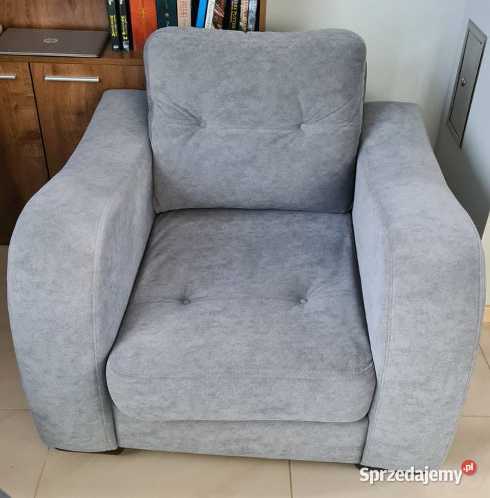 Szara kanapa 3osobowa z funkcją spania fotel Reda