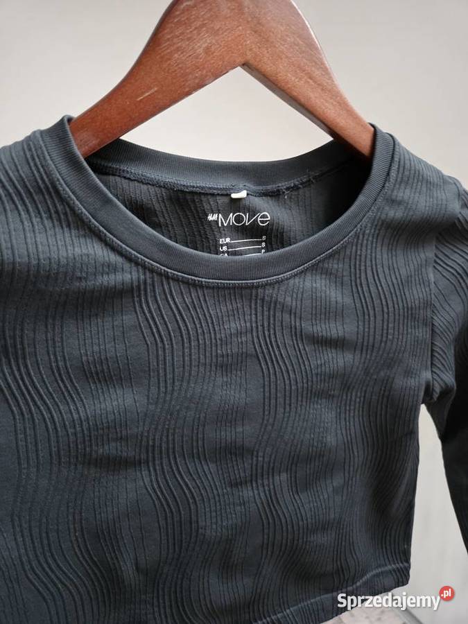 Czarny crop top bluzka sportowa w prążki Move