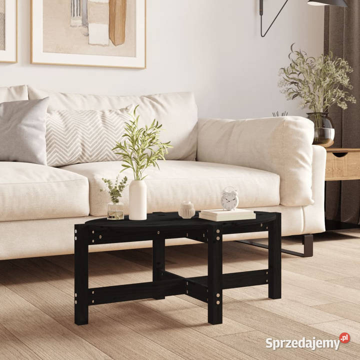 Stolik kawowy czarny 87x48x35 lite drewno Stoły