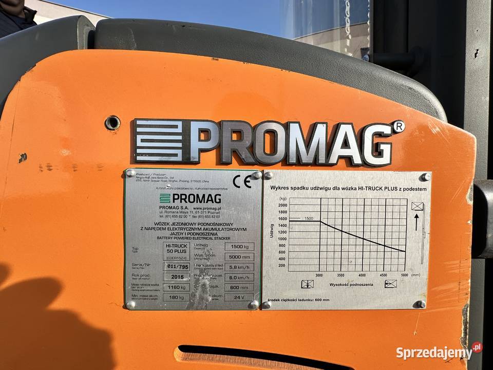 Wózek widłowy PROMAG HiTruck 50 5m 434mth Kalisz elektryczny sprzedam