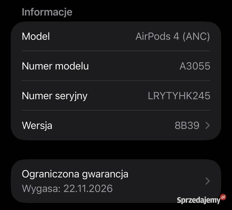 Oryginalne Apple AirPods 4 ANC z gwarancją i sprzedam