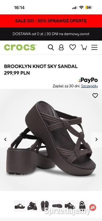 Klapki damskie Crocs BROOKLYN KNOT SKY SANDAL 24.6cm Łódź