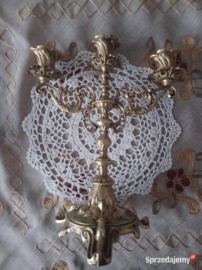 Piękny masywny mosiężny świecznik wielkopolskie Poznań