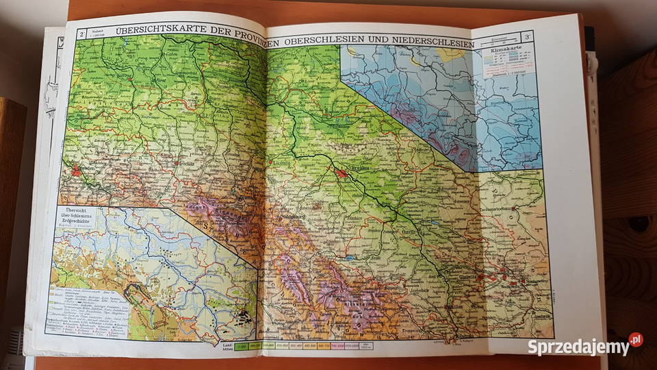 Stary niemiecki atlas z 1938 roku Dąbrowa Górnicza