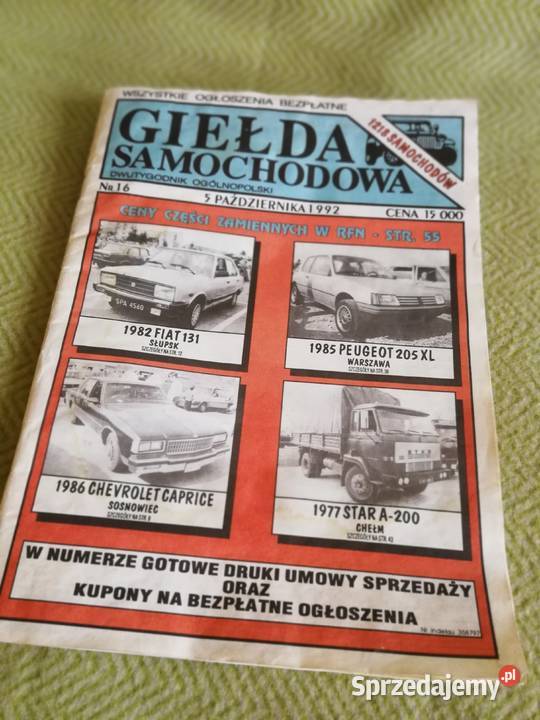 Gazeta Giełda Samochodowa 1992 r Vintage Retro Szczecin sprzedam