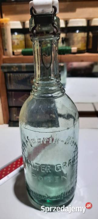 Stara butelka napis Mineral Waser WALTER GRAU Porcelana i szkło Warszawa