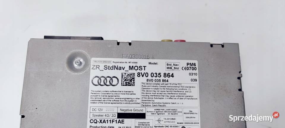 JEDNOSTKA MMI CZYTNIK KART AUDI A3 8V 8V0035864 sprzedam